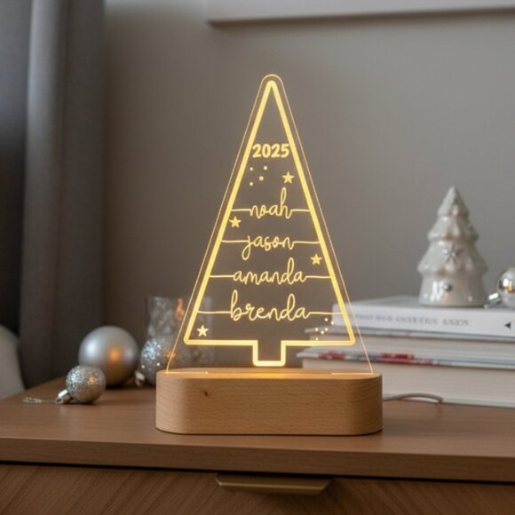 Personalized Christmas Tree Night Light – Custom LED Holiday Lamp - Picture 8 of 8